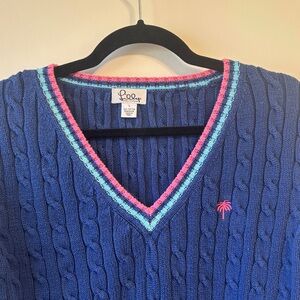 Lilly Pulitzer Blue V-Neck Spring Sweater